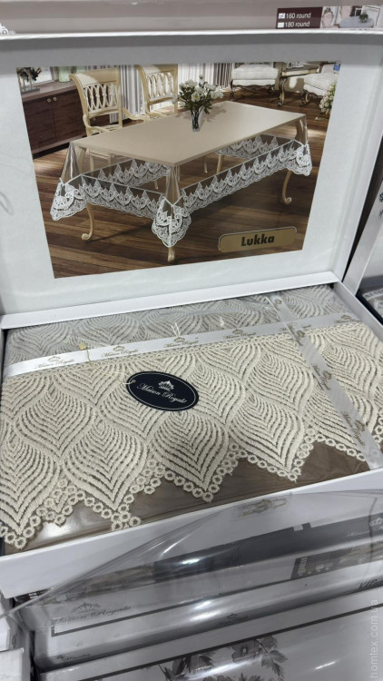 Скатерть силиконовая прямоугольная Maison Royale Lukka 160х220 см с кружевом, модель 7