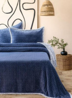 Плед - Покрывало на овчинке Merinos Allday Mosaic denim 220х240 см с наволочками Плед - Покрывало на овчинке Merinos Allday Mosaic denim 220х240 см с наволочками