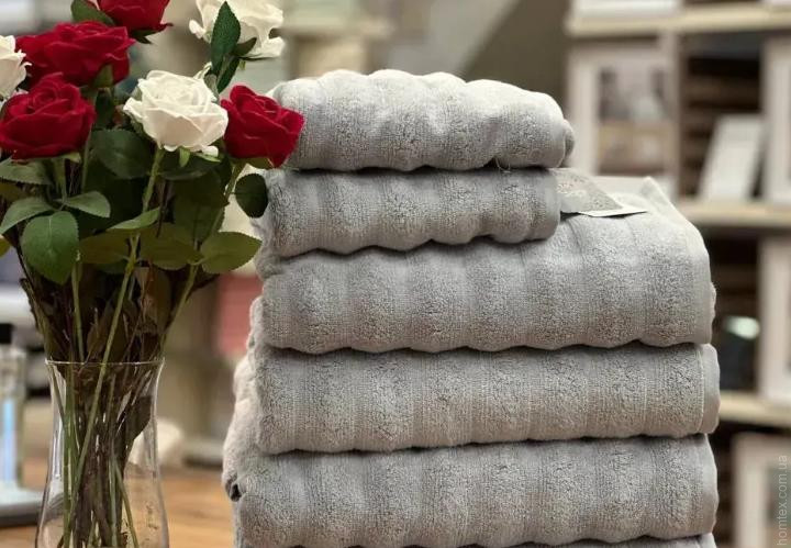 Махровое полотенце Tac Tanes micro cotton Gri 50х90 см