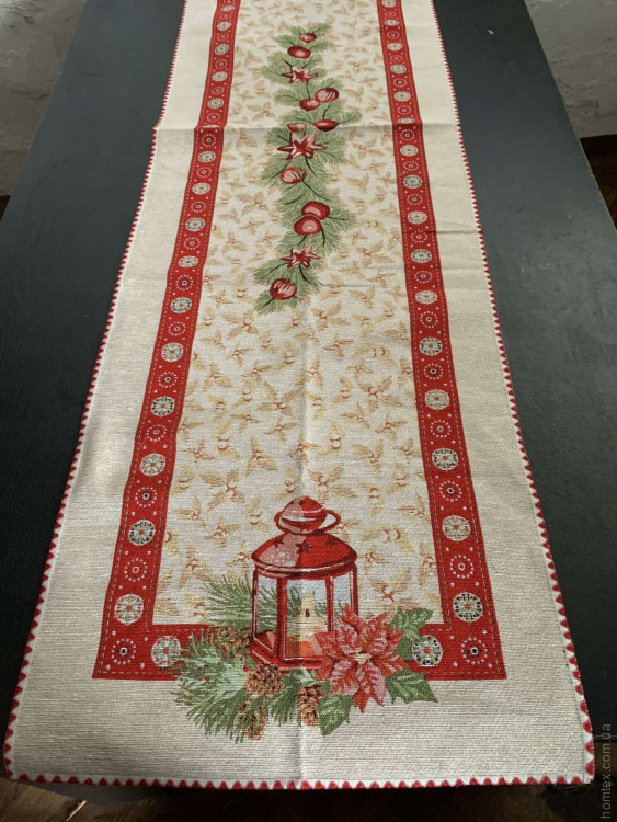 Скатертина гобеленова новорічна Alltex 40x180 см модель 4