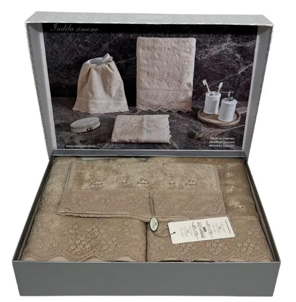 Набор махровых полотенец Maison Dor Indila Simona beige из 3-х штук