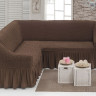Натяжной чехол для углового дивана + 1 кресло Golden коричневый