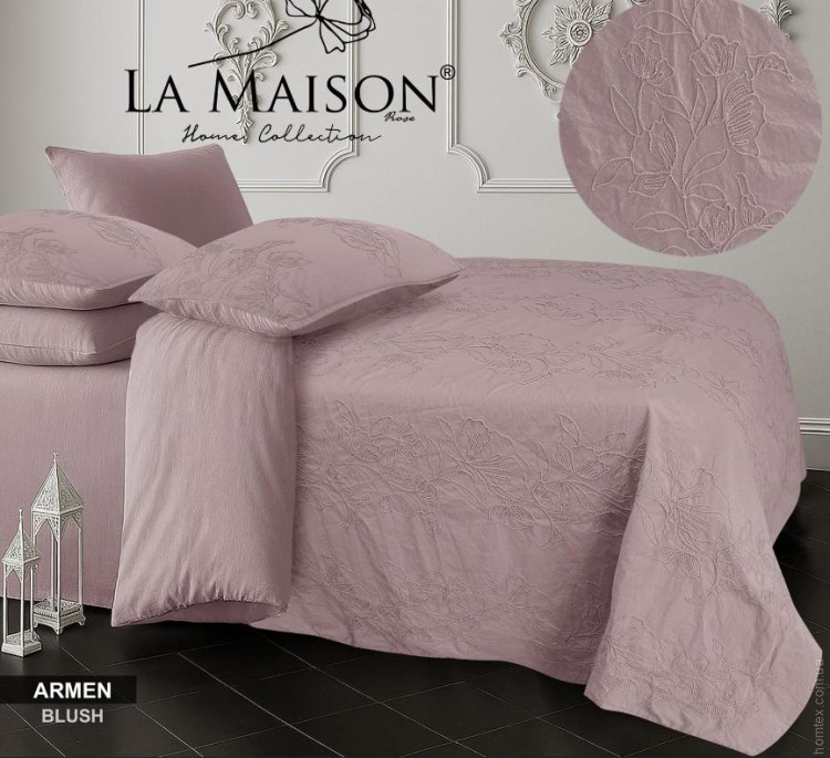 Постельное белье вареный хлопок La Maison Armen blush евро с объемным рисунком
