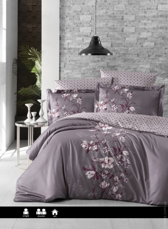 Постельное белье First Choice сатин люкс Evan lilac полуторное