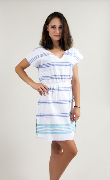 Пляжное платье Barine Fine Cotton Dress White-Navy Turquise синий