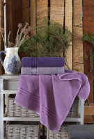 Набор махровых полотенец Gulcan из 3-х штук 50х90 см (фиолетовые - лиловые)