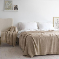 Плед - Покрывало La Modno Wool Cotton Balance Champagne Beige 130х170 см