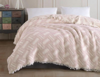 Муслиновое покрывало Moss Home 230x250 см Полоски крем - пудра