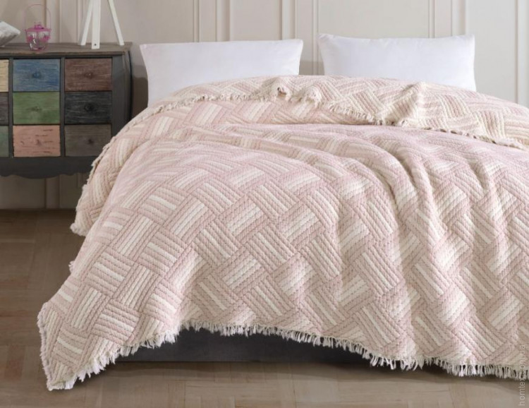 Муслиновое покрывало Moss Home 230x250 см Полоски крем - пудра