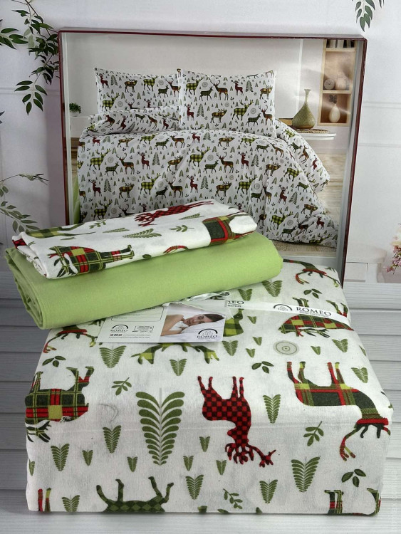 Постільна білизна Romeo Home фланель полуторна модель 1