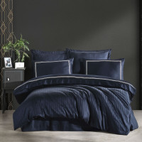 Постельное белье Dantela Vita сатин с вышивкой Imge lacivert синий семейный