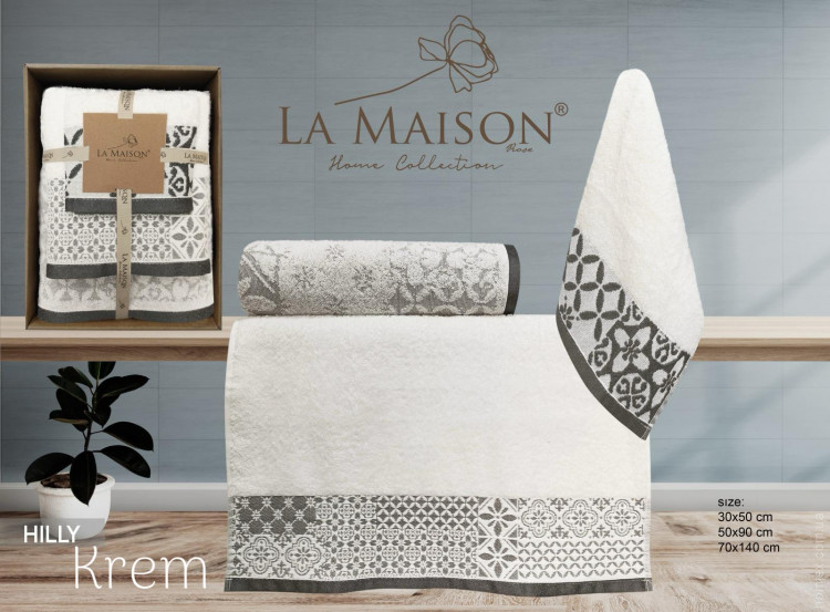 Набор полотенец La Maison Hilly krem из 3 шт. 30х50 см+ 50х90 см +70x140 см Набор полотенец La Maison Hilly krem из 3 шт. 30х50 см+ 50х90 см +70x140 см