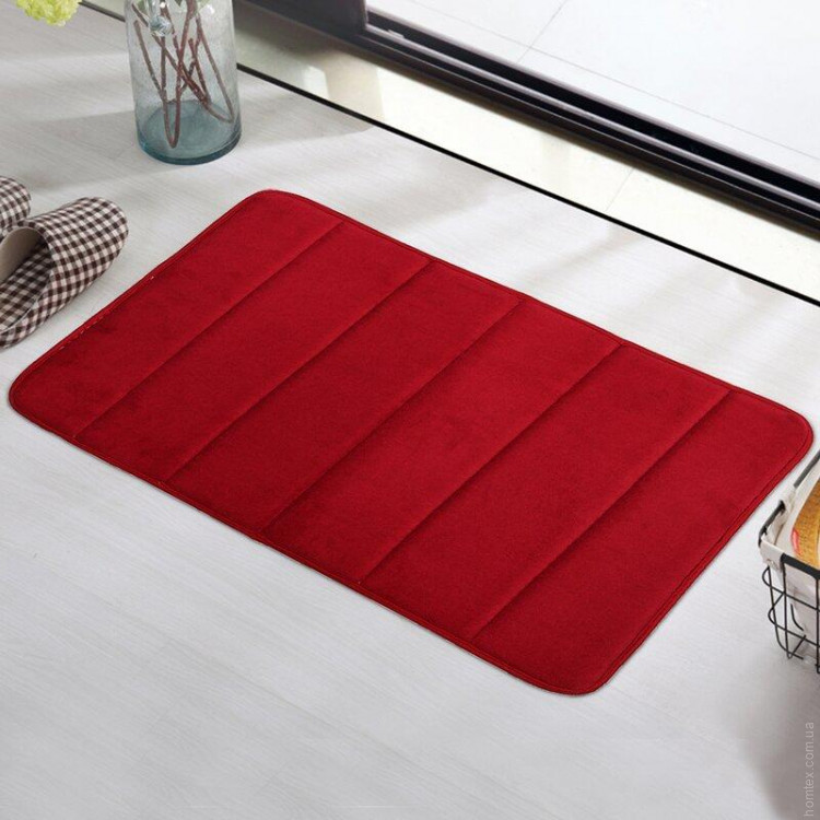 Набор ковриков для ванной с эффектом памяти Homytex из 2-х шт. 50x80 см + 40x60 см Полоска бордовый