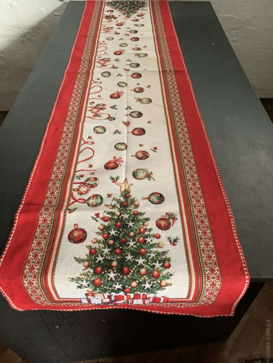 Скатертина гобеленова новорічна Alltex 40x180 см модель 6