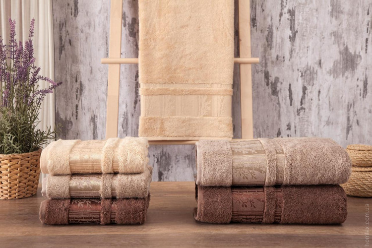 Полотенца бамбуковые 50*90 (3шт) 550г/м2 (TM Zeron) Agac Bamboo (коричневый, серый, бежевый)