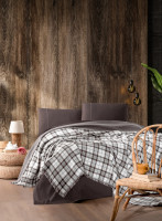Постільна білизна First Choice ранфорс Plaid brown євро з пледом 220х240 см