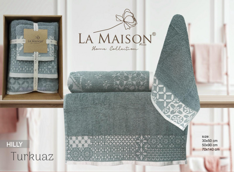 Набор полотенец La Maison Hilly turquaz из 3 шт. 30х50 см+ 50х90 см +70x140 см Набор полотенец La Maison Hilly turquaz из 3 шт. 30х50 см+ 50х90 см +70x140 см