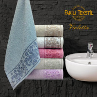 Набір махрових рушників Fakili Tekstil vip cotton Violetta 70x140 см з 6-ти штук