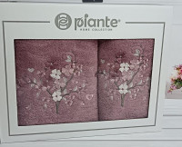 Набір махрових рушників Piante Home із двох штук 50х90+70х140 см з вишивкою модель 19 Набір махрових рушників Piante Home із двох штук 50х90+70х140 см з вишивкою модель 19