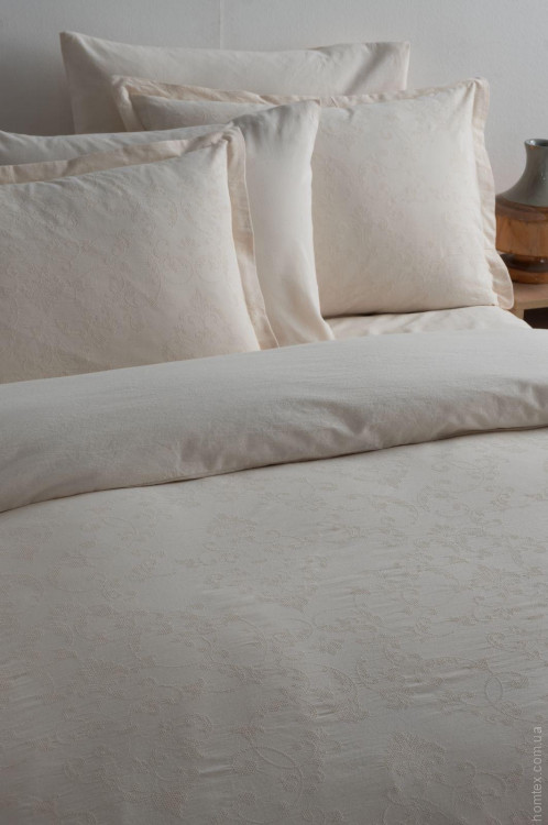 Постельное белье Sikel Firuze светло - серое вареный хлопок + жаккард евро Постельное белье Sikel Firuze бежевое вареный хлопок + жаккард евро
