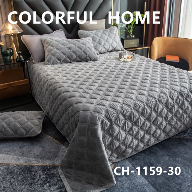 Покрывало велюровое Colorful Home (Koloco) 200x230 см, модель CH - 1159 - 30, светло - серое