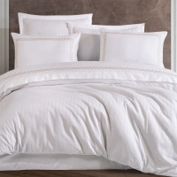 Постельное белье Dantela Vita сатин с вышивкой Nuans beyaz белый семейный