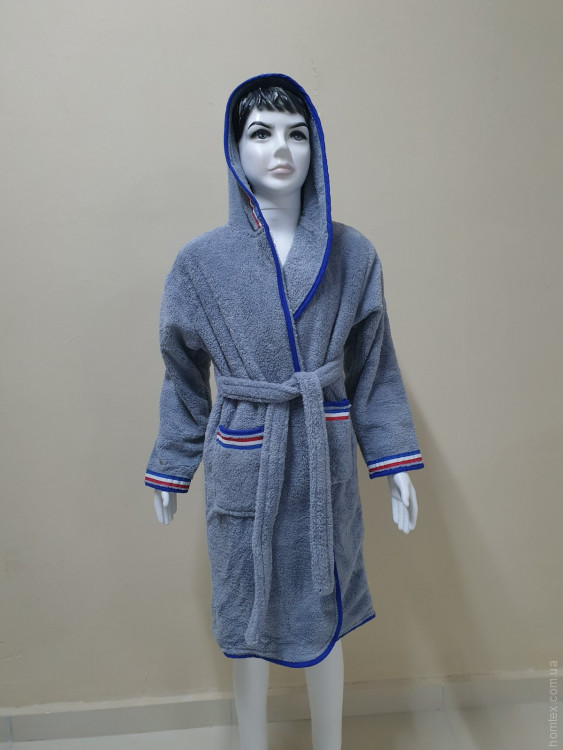 Халат детский Zeron Welsoft 7-8 лет, цвет - светло-серый