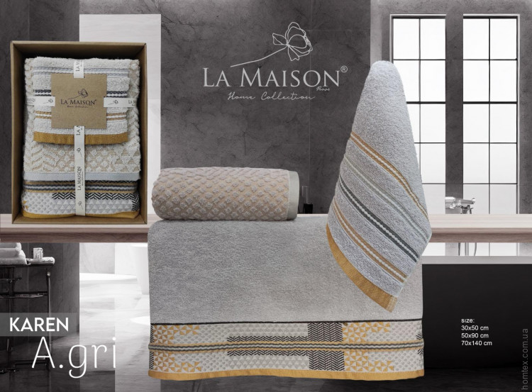 Набор полотенец La Maison Karen a. griиз 3 шт. 30х50 см+ 50х90 см +70x140 см Набор полотенец La Maison Karen a. griиз 3 шт. 30х50 см+ 50х90 см +70x140 см