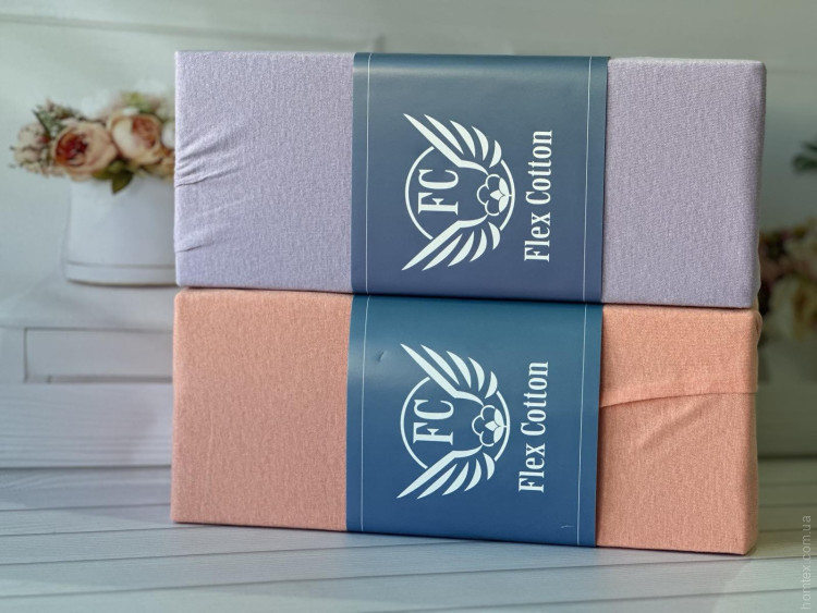 Трикотажне простирадло на резинці Flex Cotton 160x200+25 см, персикова