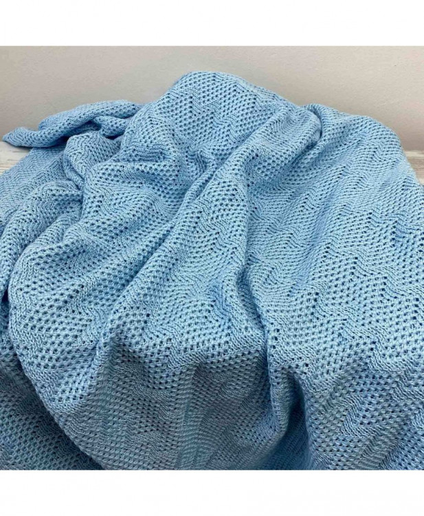 Плед вязаный Прованс Дино зигзаг Голубой 130x170 см