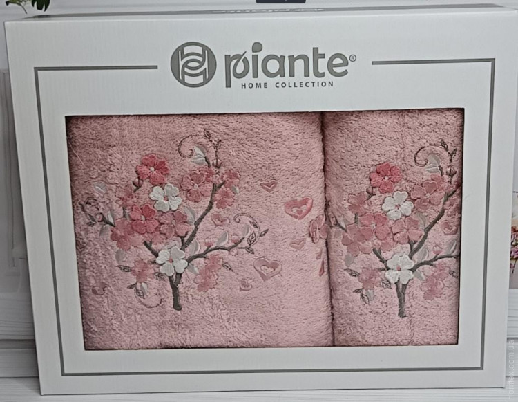 Набір махрових рушників Piante Home із двох штук 50х90+70х140 см з вишивкою модель 20