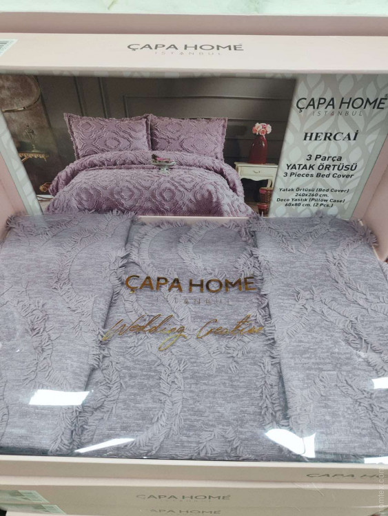 Покривало Capa Home Hercai 240x260 см з наволочками фіолетове
