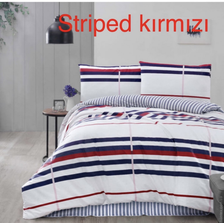 Постельное белье Altinbasak Striped kirmizi ранфорс евро