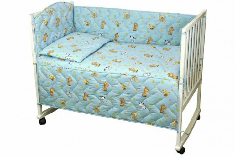 Спальный комплект для детской кроватки Руно "Игрушки" голубой