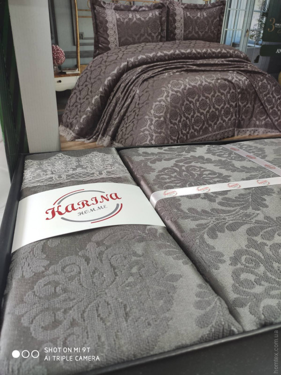 Покрывало жаккардовое Karina Homme Seda antrasit 250x260 см