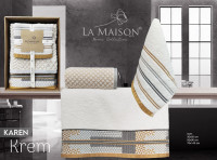 Набор полотенец La Maison Karen krem из 3 шт. 30х50 см+ 50х90 см +70x140 см Набор полотенец La Maison Karen krem из 3 шт. 30х50 см+ 50х90 см +70x140 см