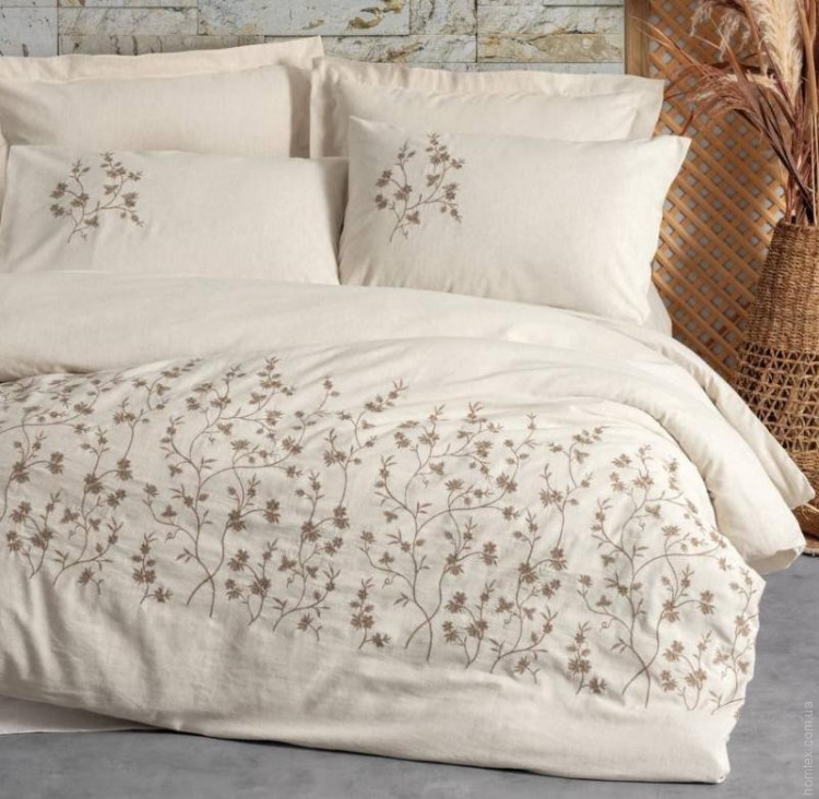 Постельное белье Cotton Box Hemera евро с вышивкой