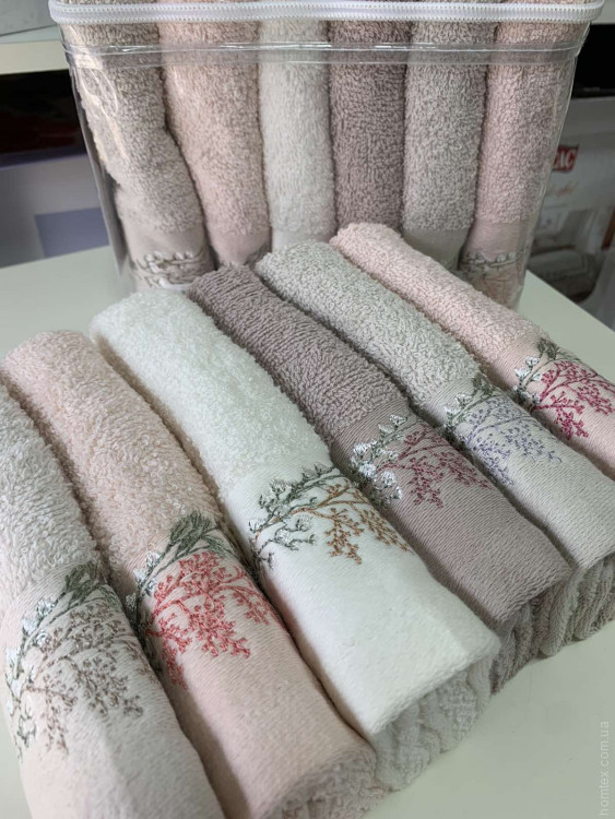 Набір махрових рушників Sikel Purry Cotton із вишивкою V.1 30х50 см 6 шт