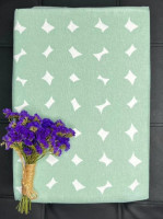 Простынь на резинке c наволочками из фланели Cotton Collection 180х200 см + 25 см Мята-крем Фигурки
