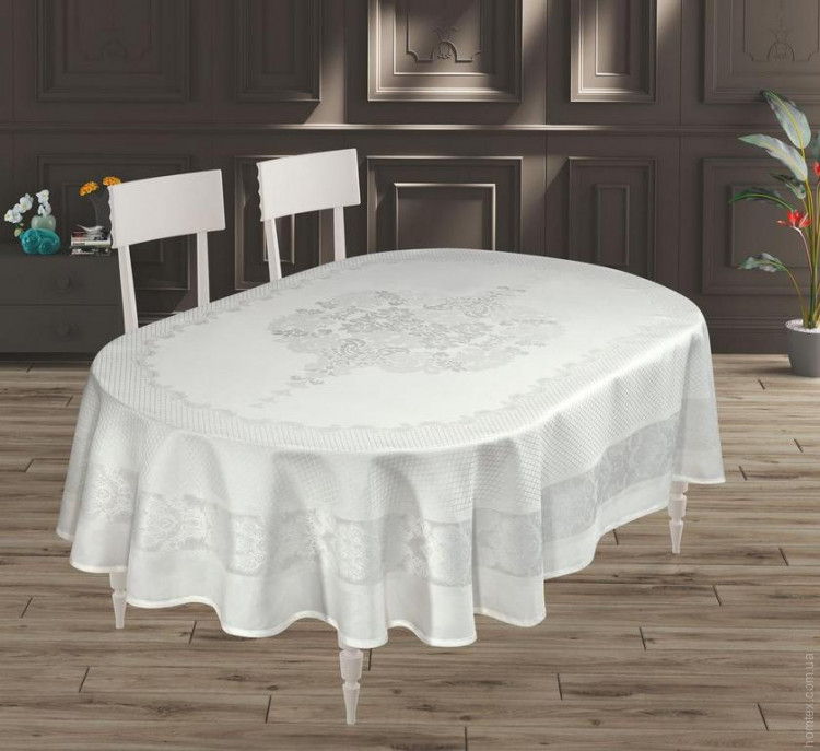 Скатертина овальна тефлонова Maison Royale Viyana 160x220 см біла