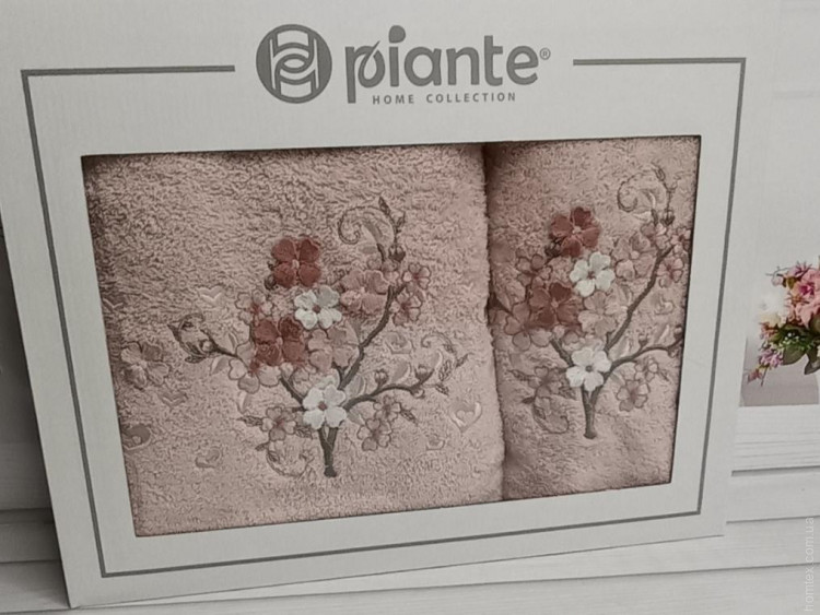 Набір махрових рушників Piante Home із двох штук 50х90+70х140 см з вишивкою модель 22