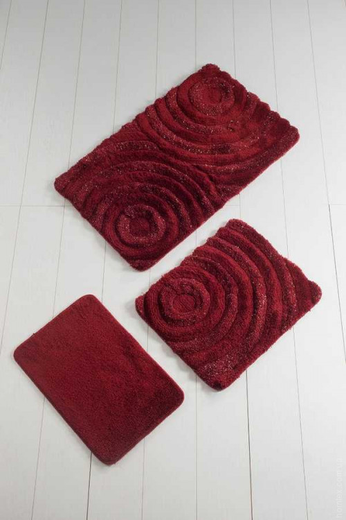 Набор ковриков для ванной Alessa 50x60 см + 60х100 см Волна бордовая
