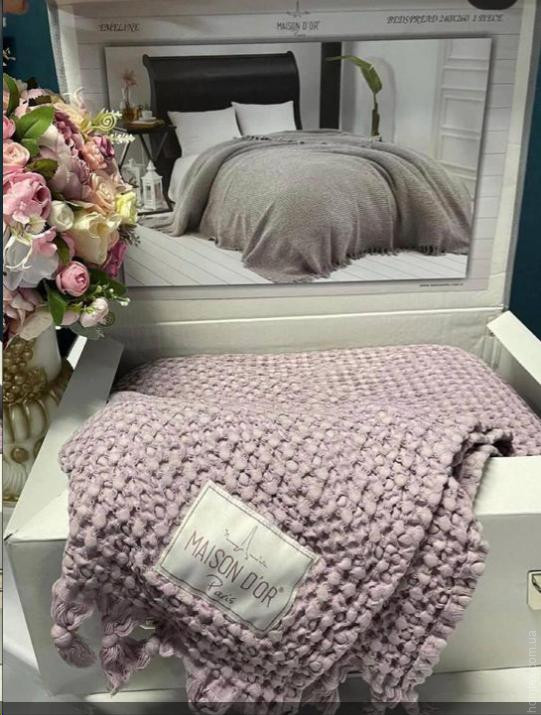 Покривало вафельне Maison Dor Paris emeline lilac (бузкове) 240x260 см