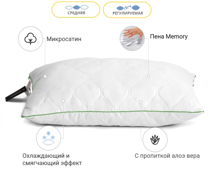 Подушка Memory Mirson Eco 40x60 см, №1470 упругая