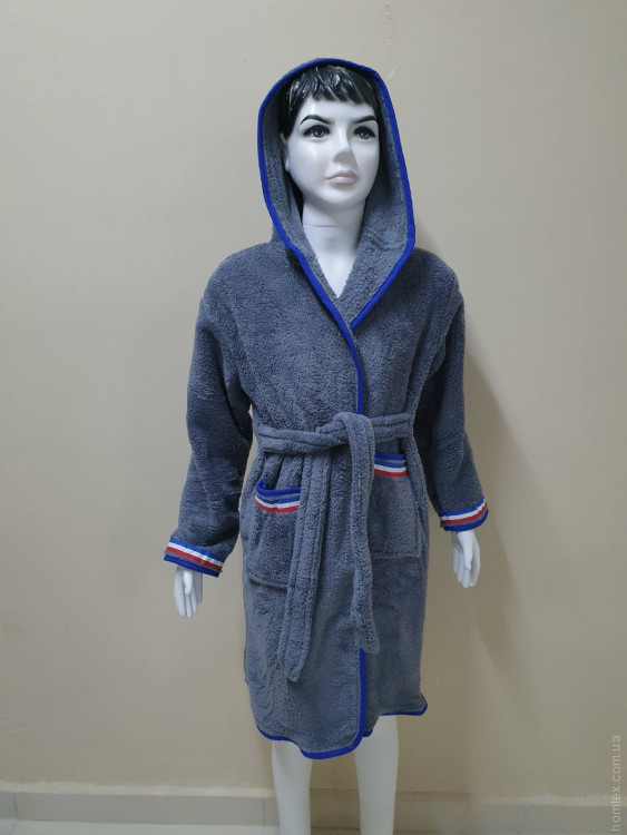 Халат детский Zeron Welsoft 7-8 лет, цвет - темно-серый