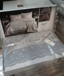 Покрывало жаккардовое с кружевом Moda Box Aybuke 240x260 см с наволочками серое