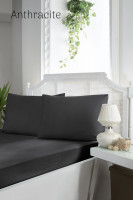 Простынь сатиновая на резинке First choice anthracite 180x200+30 см с наволочками 