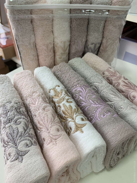 Набір махрових рушників Sikel Purry Cotton із вишивкою V.2 30х50 см 6 шт