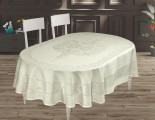 Скатертина овальна тефлонова Maison Royale Viyana 160x220 см кремова