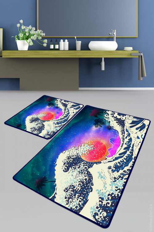 Набор ковриков для ванной Chilai Home TIDAL WAVE BANYO HALISI DJT 60x100 см + 50x60 см